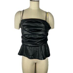 Express Women's Black Faux Leather Sleeveless Corset Bustier Zip Up Cami Size L